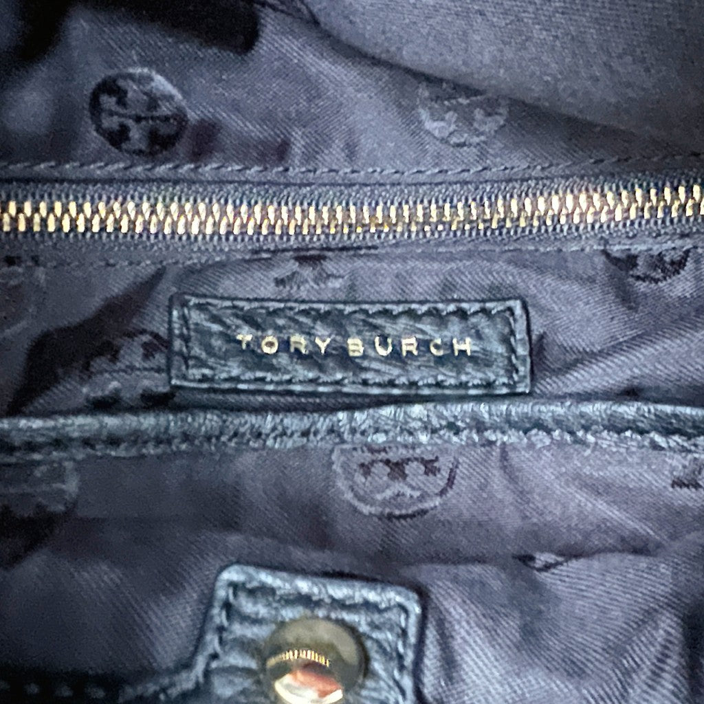 Tory Burch Black Leather Front Detail Chain Crossbody Shoulder Bag Like New