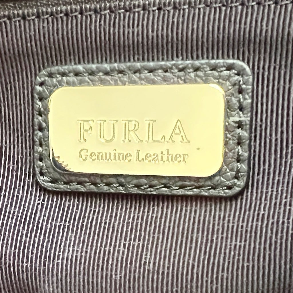 Furla Black Leather Front Logo 2 Way Shoulder Bag Like New