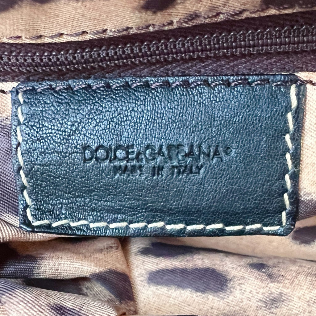 Dolce & Gabbana D&G Black Leather Front Detail Shoulder Bag Excellent