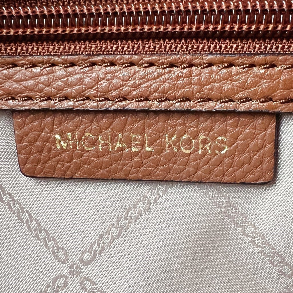 Michael Kors Caramel Leather Monogram Large Book Tote Shoulder Bag Like New