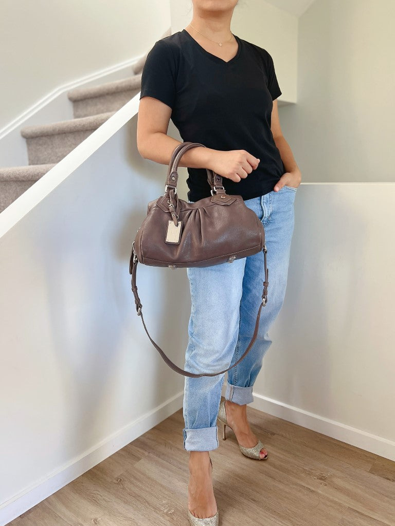 Marc Jacobs Taupe Leather Classic Q 2 Way Shoulder Bag