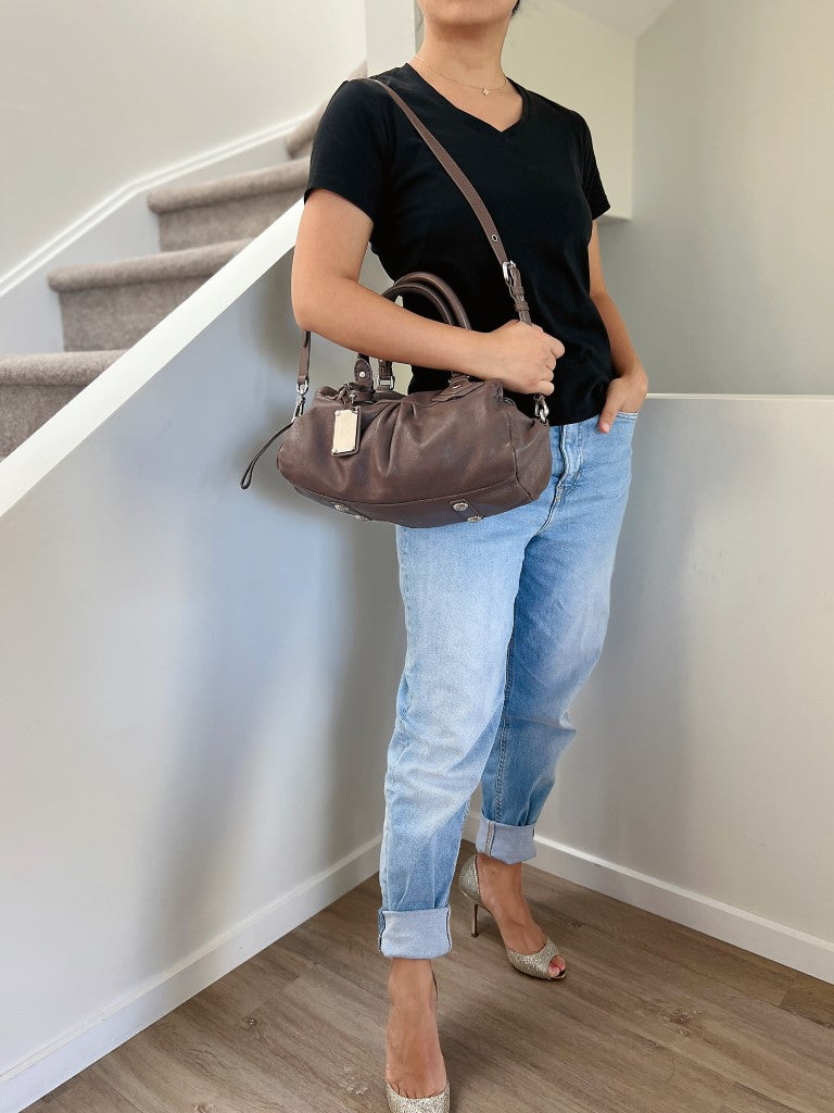 Marc Jacobs Taupe Leather Classic Q 2 Way Shoulder Bag