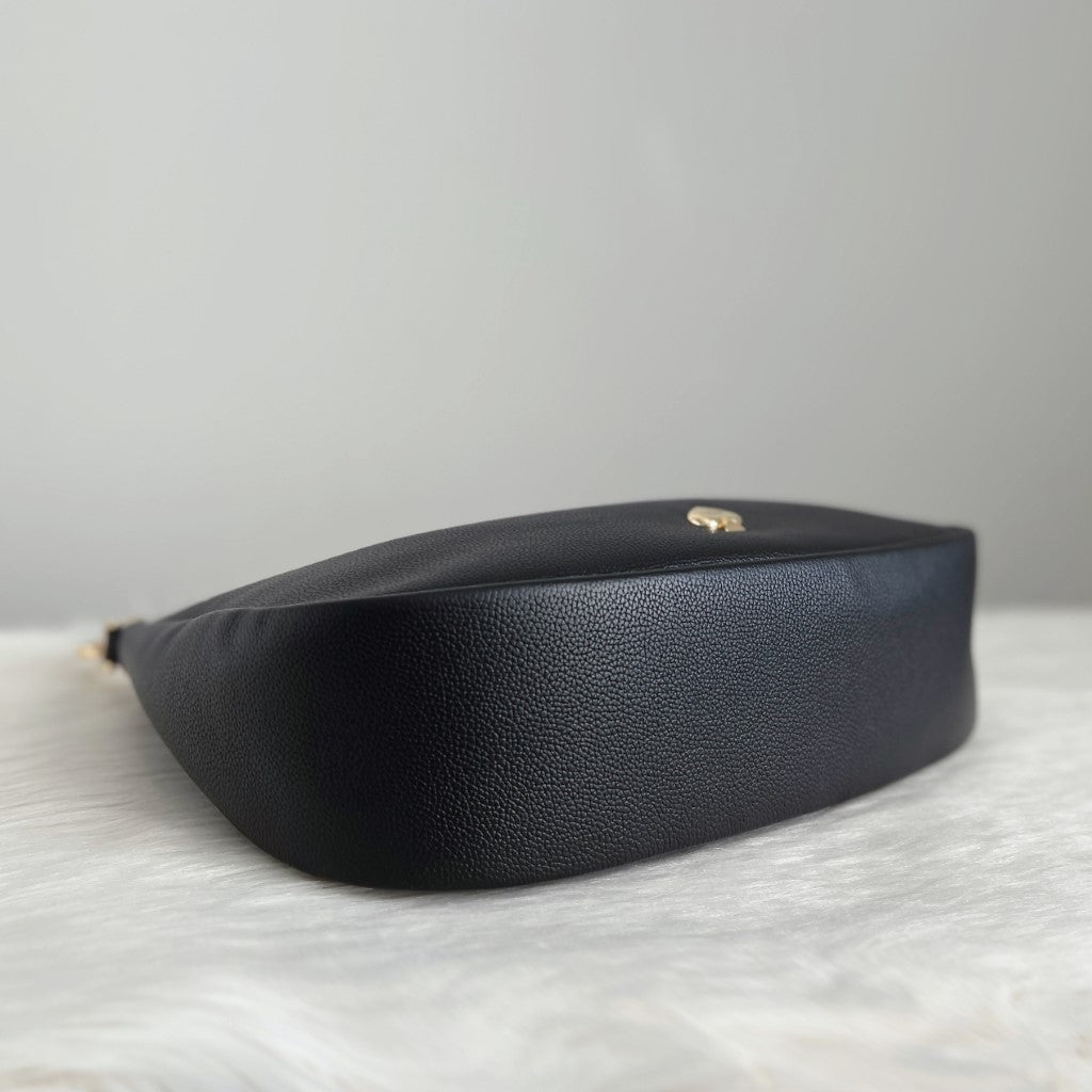 Kate Spade Black Leather Slouchy Half Moon 2 Way Shoulder Bag Like New