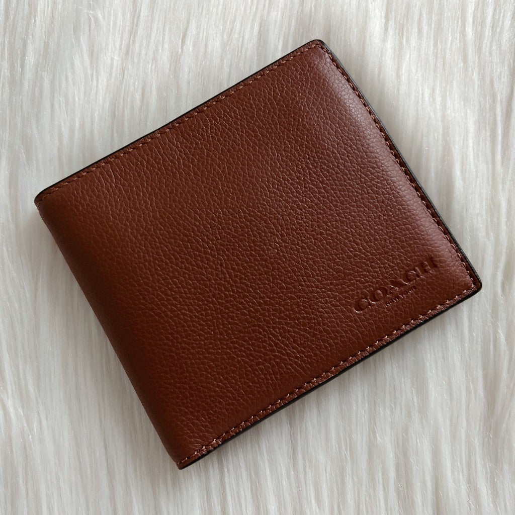 Coach Caramel Leather Coin-Compartment Bi-fold Unisex Short Wallet Like New