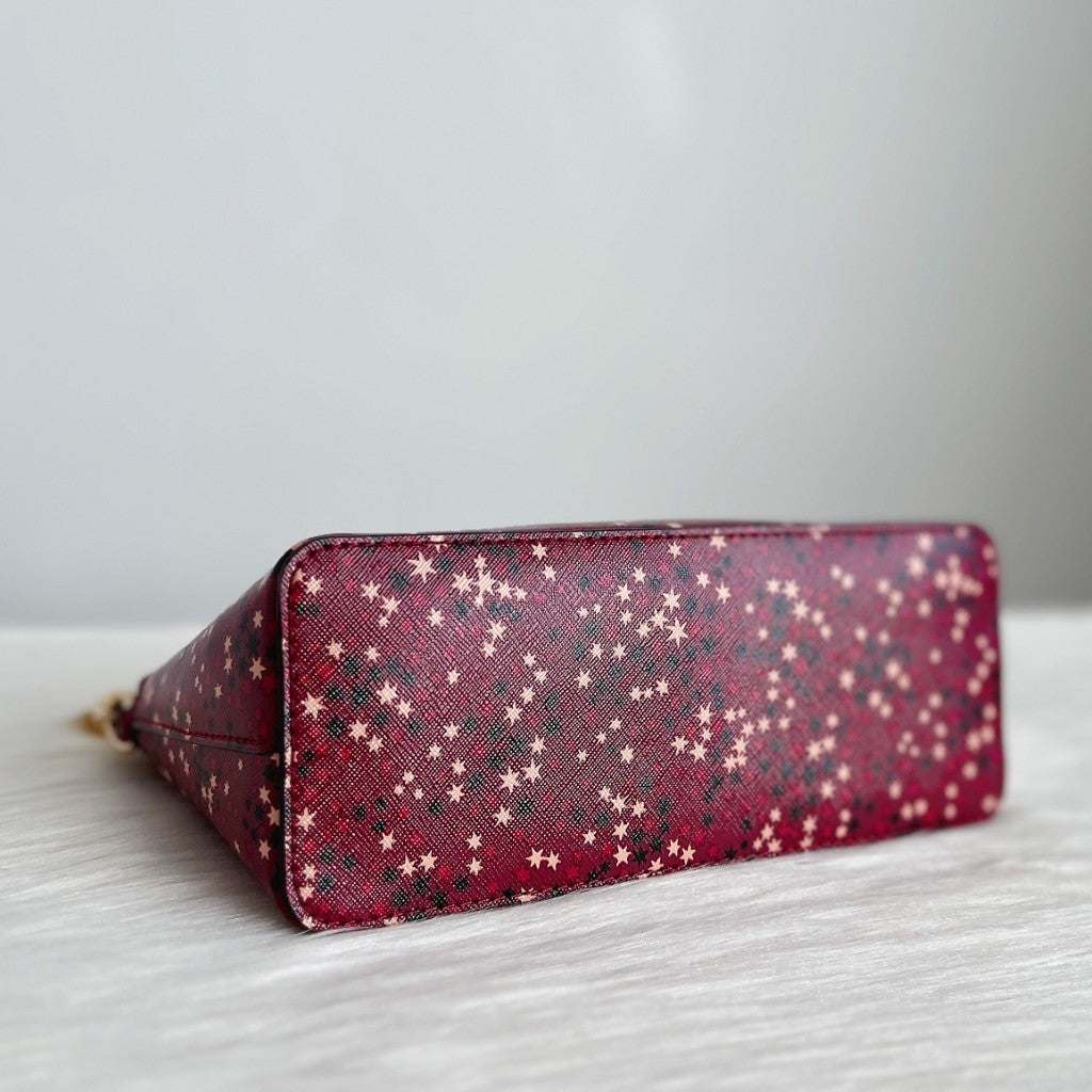 Michael Kors Maroon Leather Star Pattern Crossbody Shoulder Bag Like New