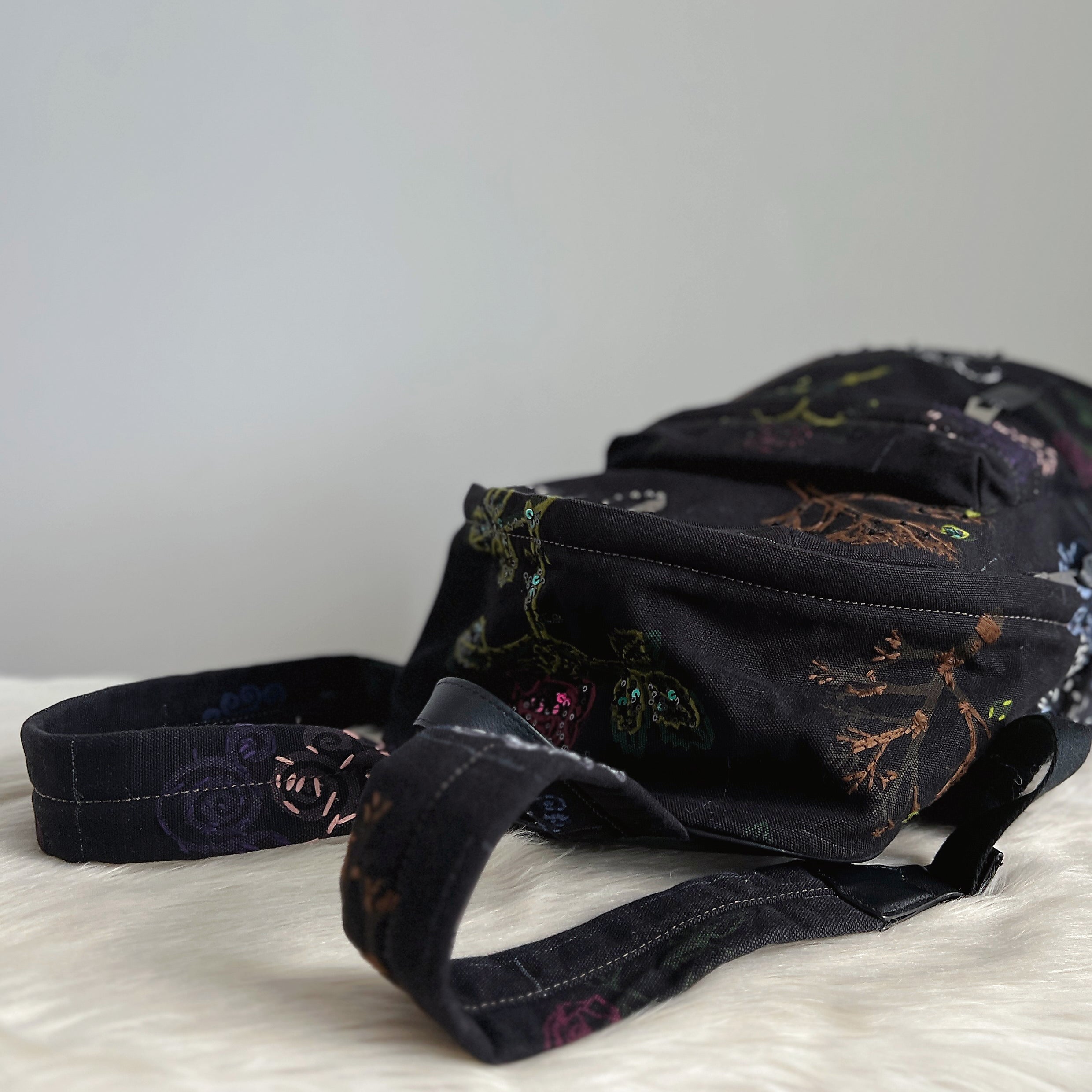 Marc Jacobs Black Canvas Floral Pattern Detail Large Backpack