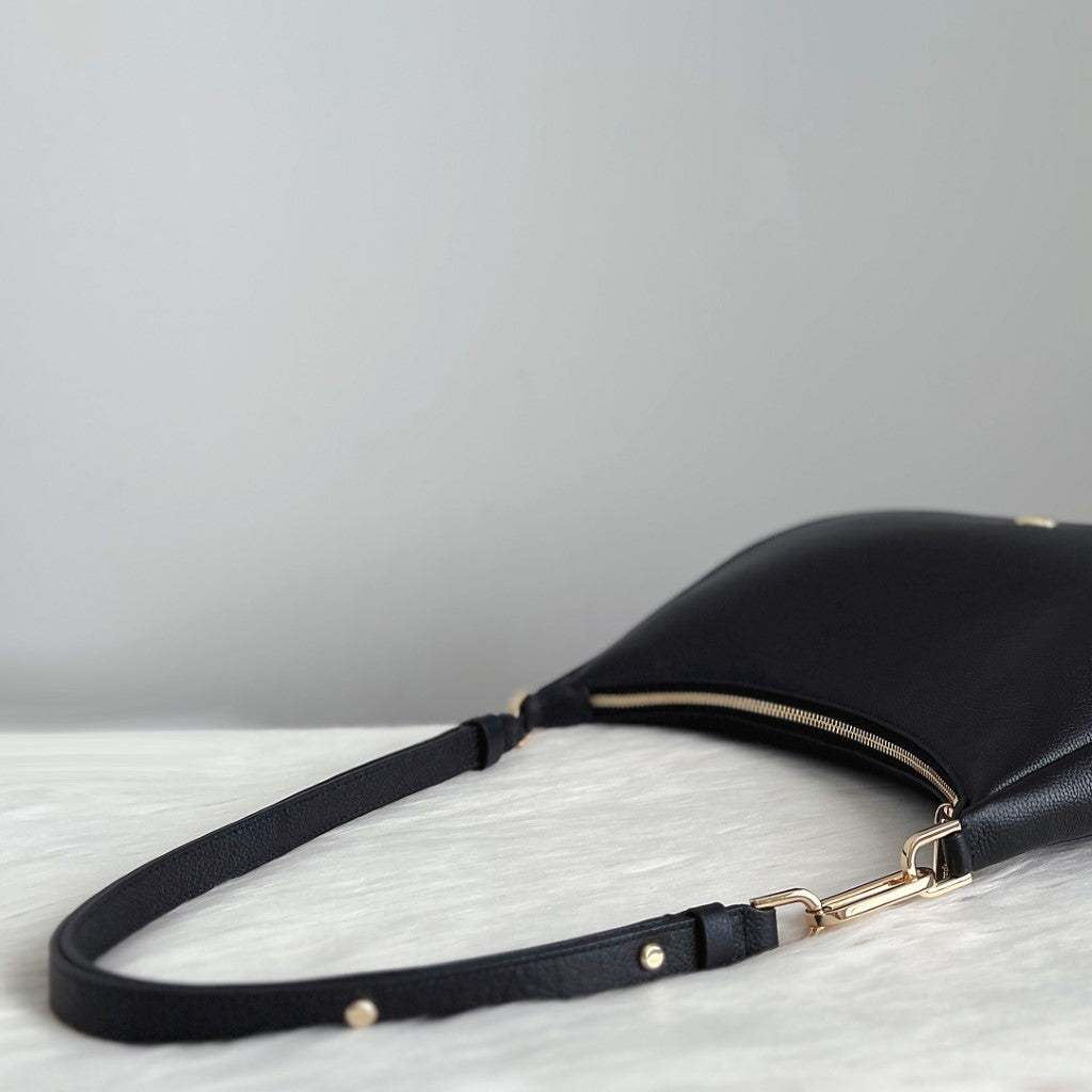 Kate Spade Black Leather Slouchy Half Moon 2 Way Shoulder Bag Like New