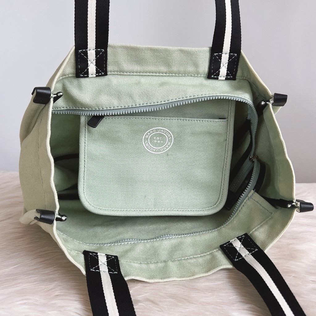 Marc Jacobs Mint Canvas Front Pattern Carryall Shoulder Bag