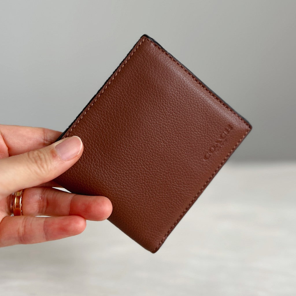 Coach Caramel Leather Coin-Compartment Bi-fold Unisex Short Wallet Like New
