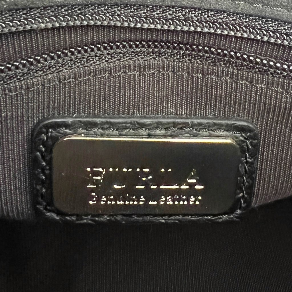 Furla Black Leather Front Buckle Crossbody Shoulder Bag Like New