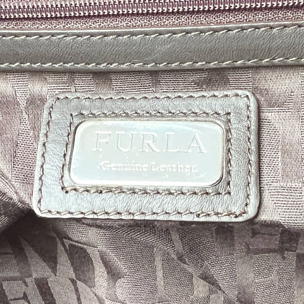 Furla Chocolate Leather Tassel Charm Large Shoulder Bag Like New