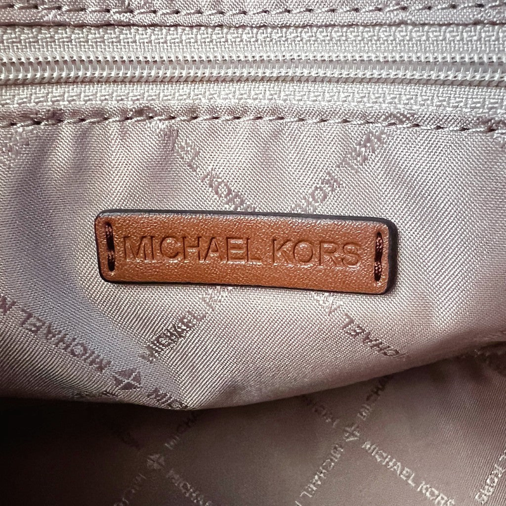 Michael Kors Caramel Leather Front Logo Book Tote 2 Way Shoulder Bag Excellent