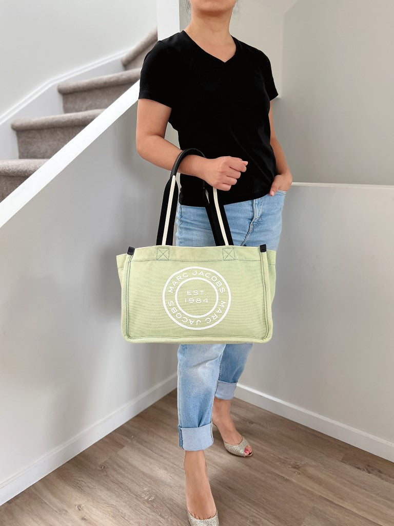 Marc Jacobs Mint Canvas Front Pattern Carryall Shoulder Bag