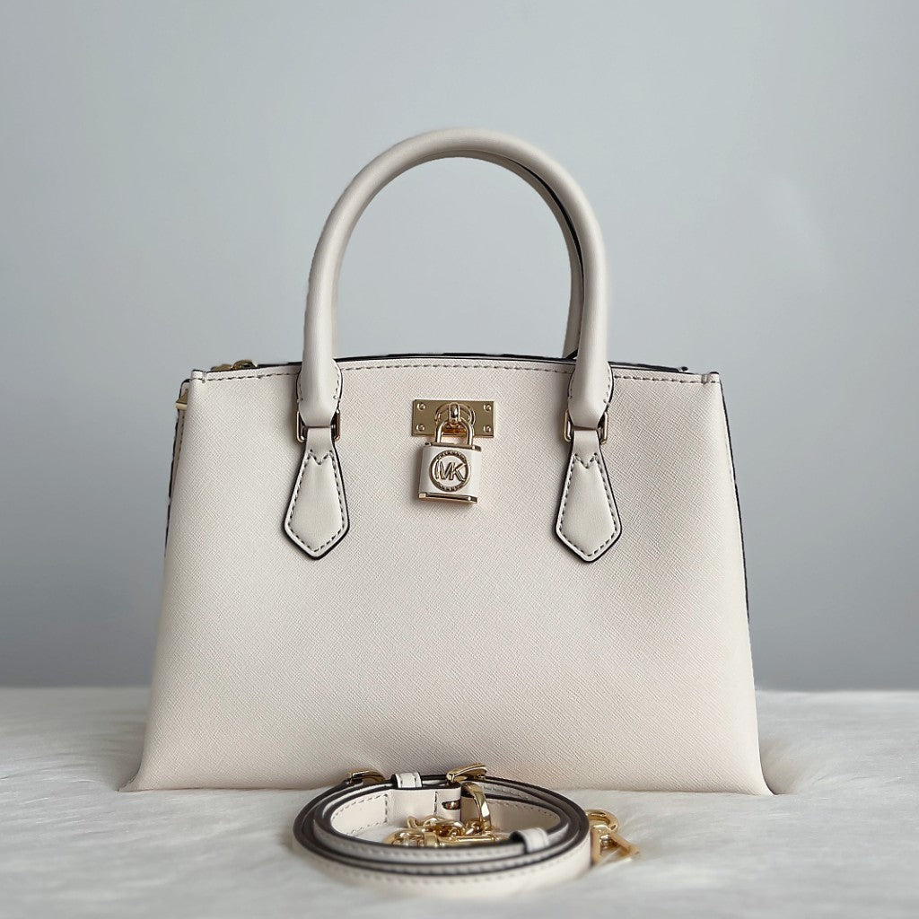 Michael Kors Creamy Leather Triple Compartment 2 Way Shoulder Bag Like New