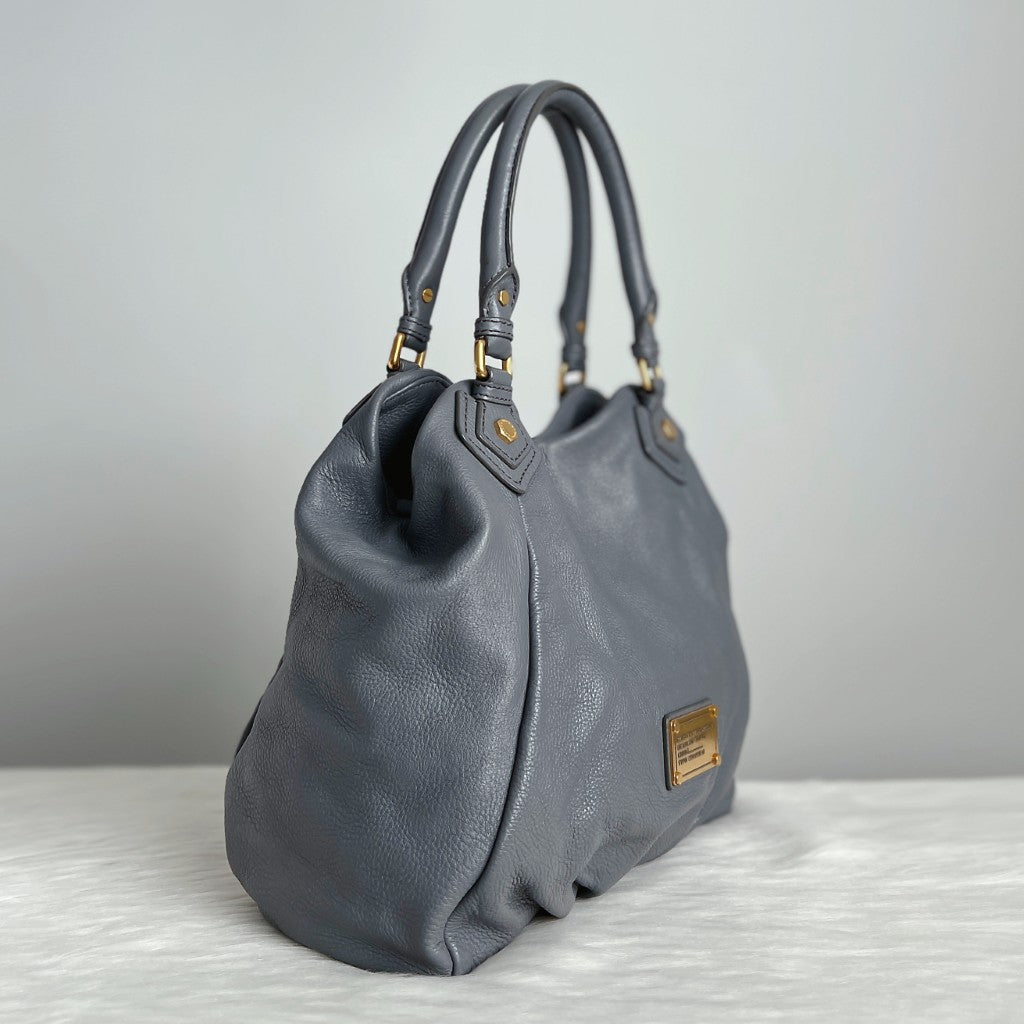Marc Jacobs Grey Leather Logo Detail 2 Way Shoulder Bag Excellent