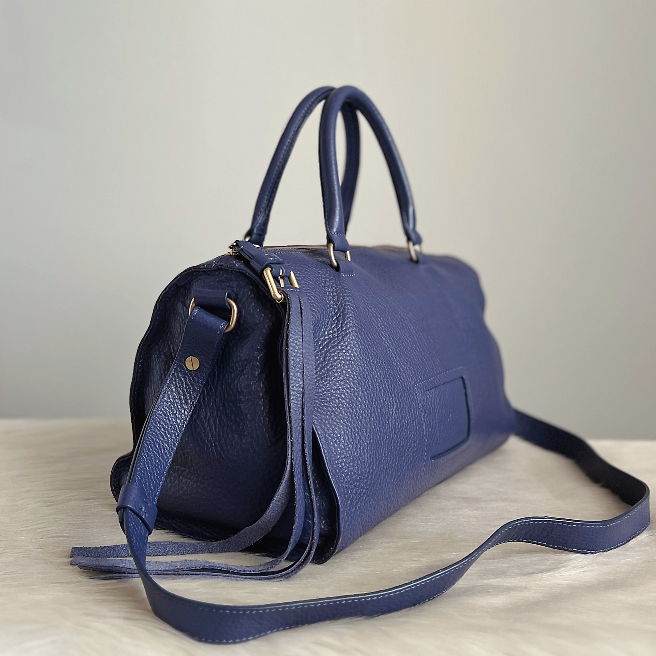 See by Chloe Smoky Blue Leather Tassel Detail Boston 2 Way Shoulder Bag Excellent