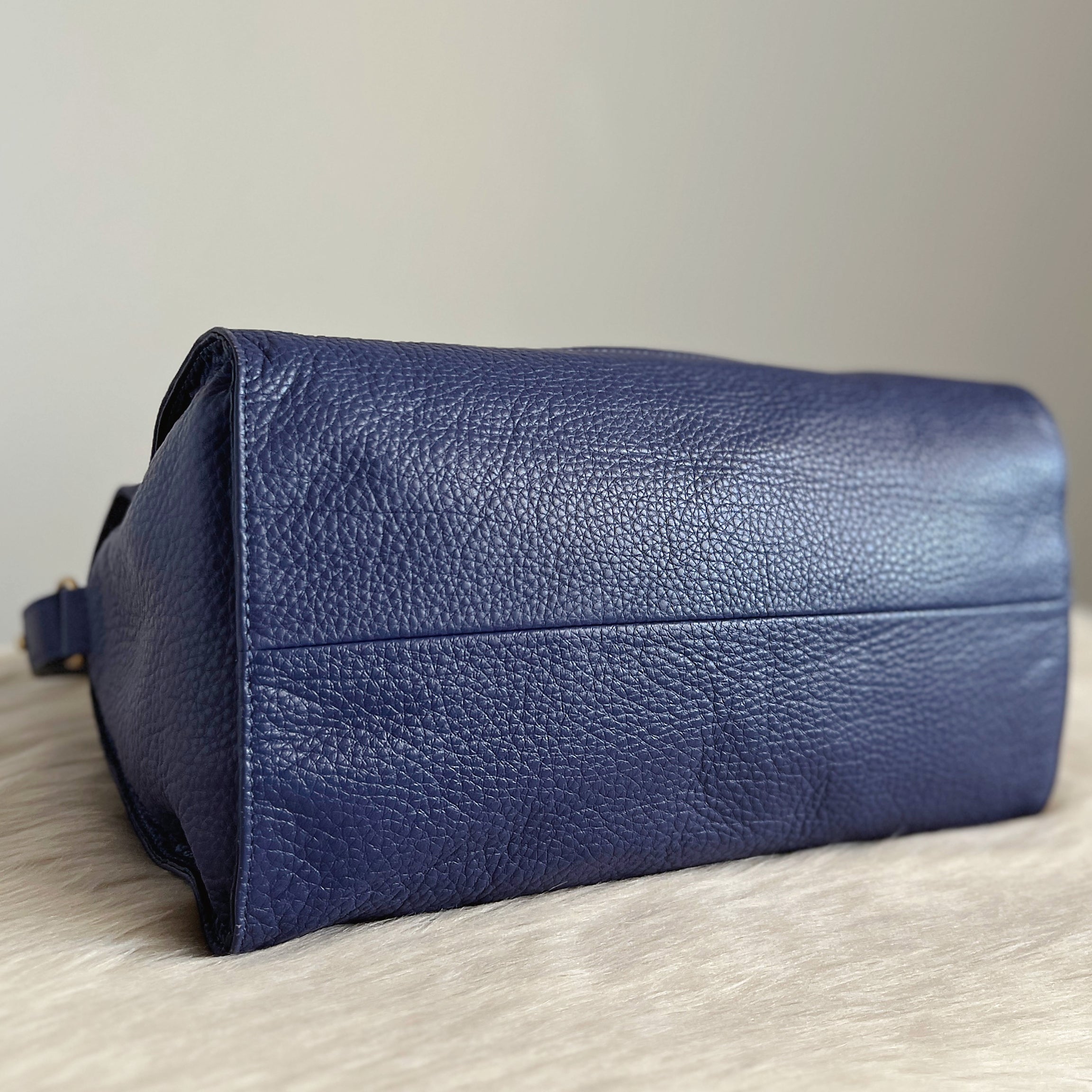 See by Chloe Smoky Blue Leather Tassel Detail Boston 2 Way Shoulder Bag Excellent