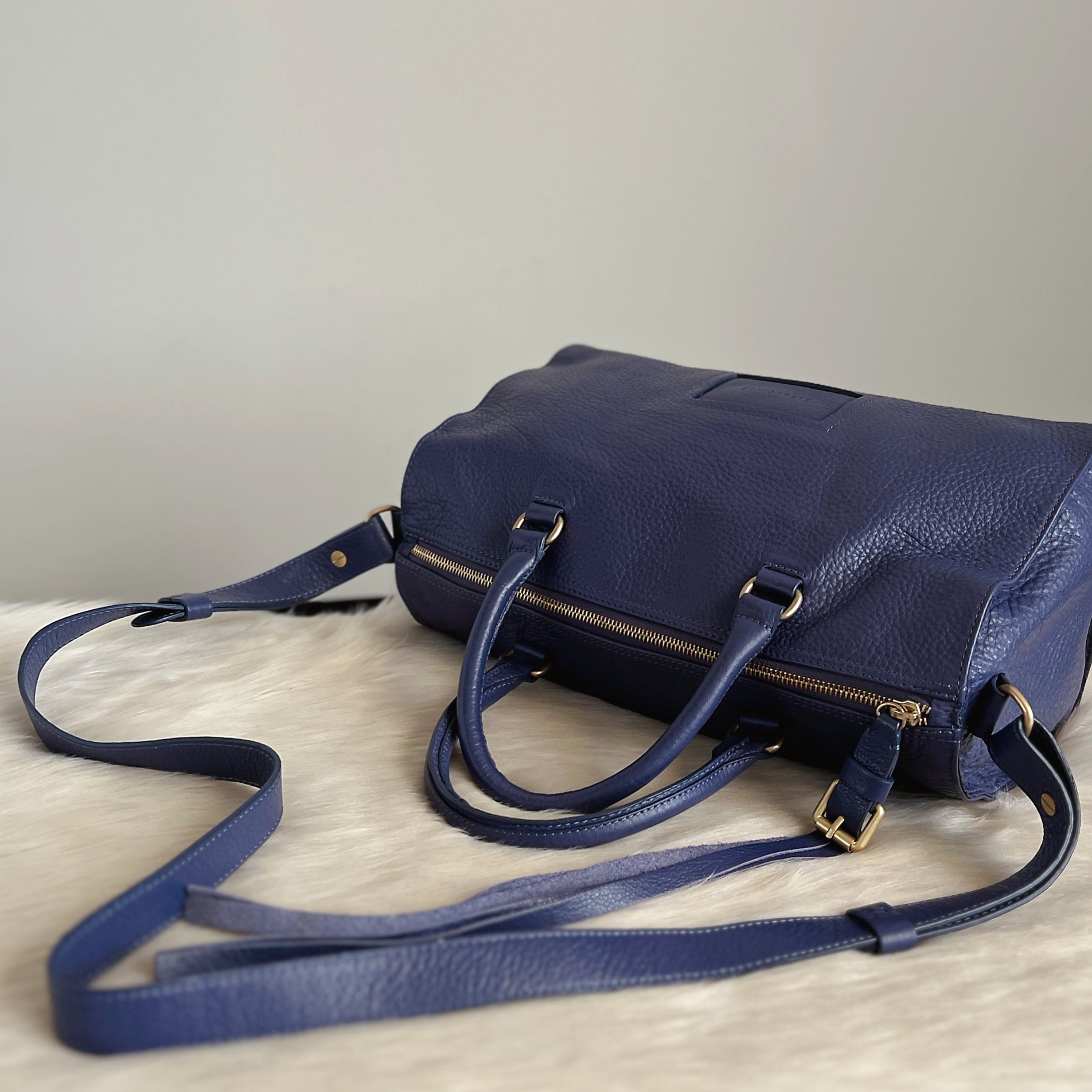 See by Chloe Smoky Blue Leather Tassel Detail Boston 2 Way Shoulder Bag Excellent