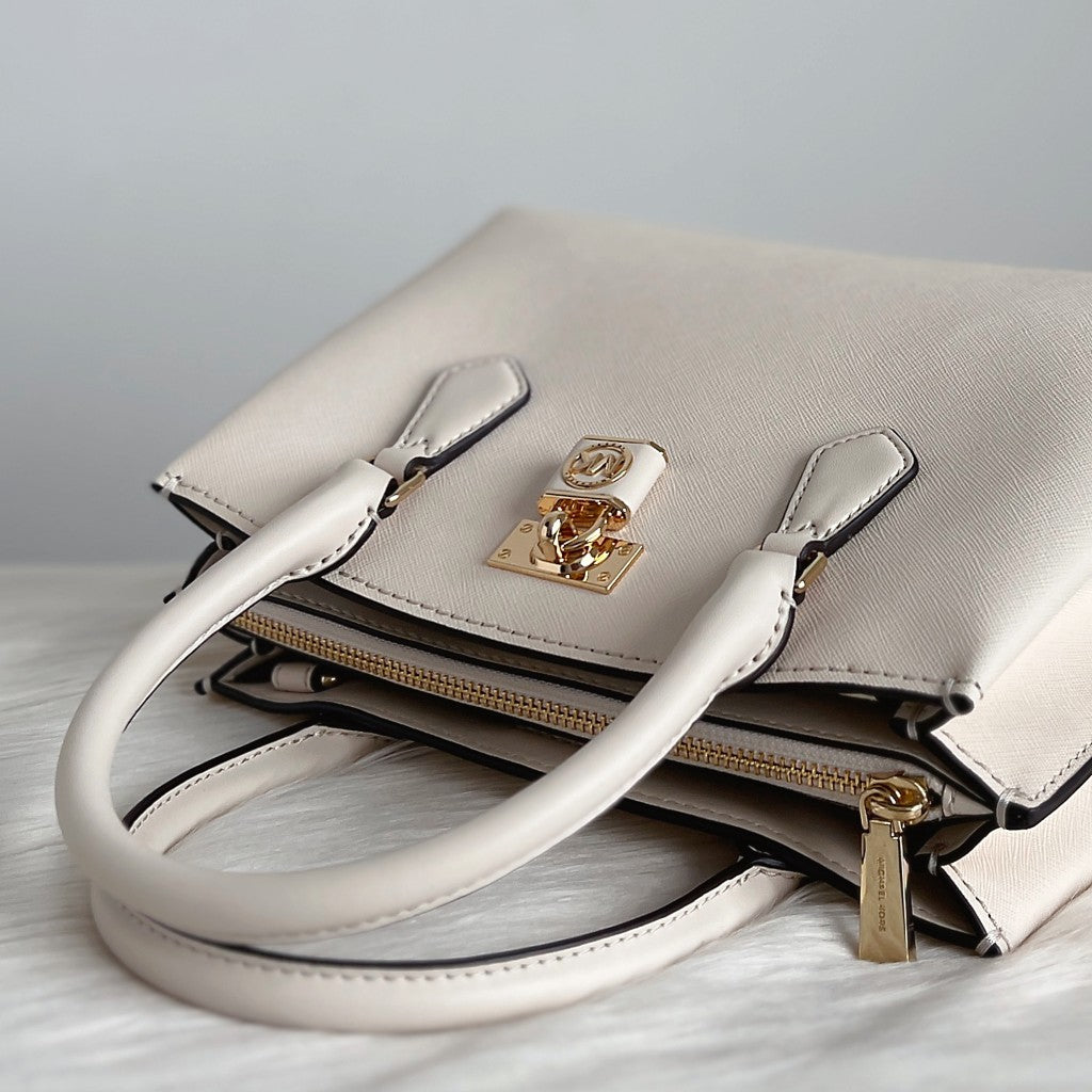 Michael Kors Creamy Leather Triple Compartment 2 Way Shoulder Bag Like New
