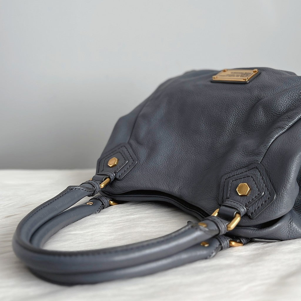 Marc Jacobs Grey Leather Logo Detail 2 Way Shoulder Bag Excellent