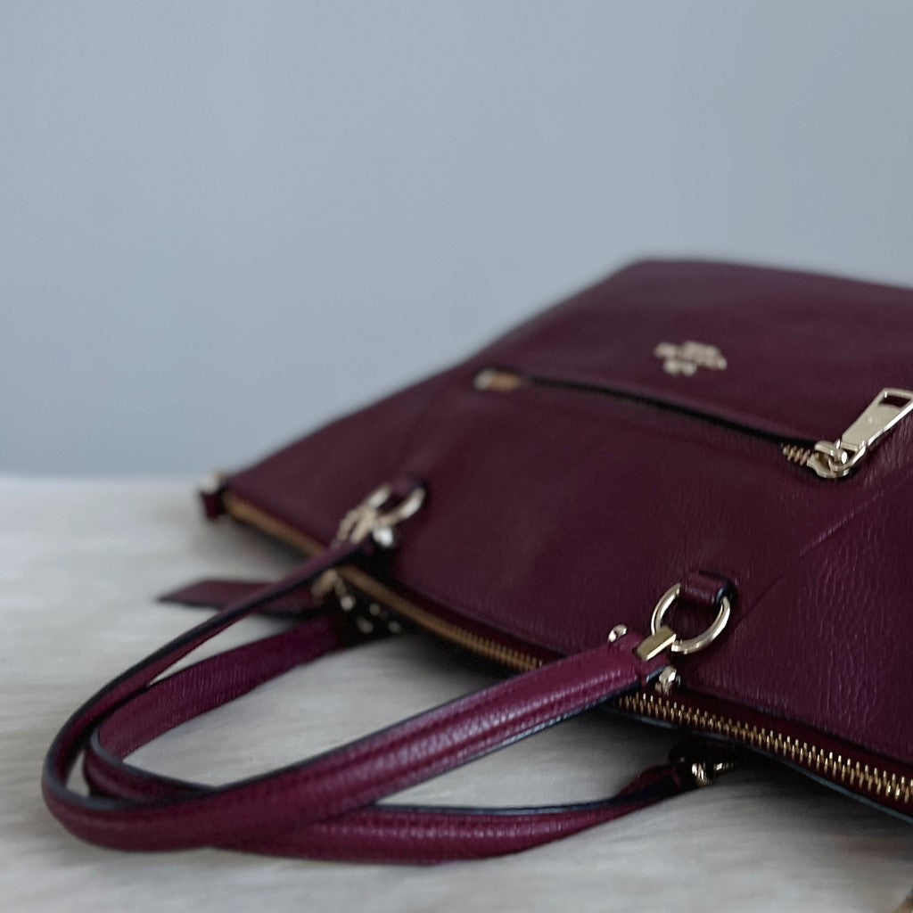 Coach Bordeaux Leather Front Detail 2 Way Shoulder Bag Like New