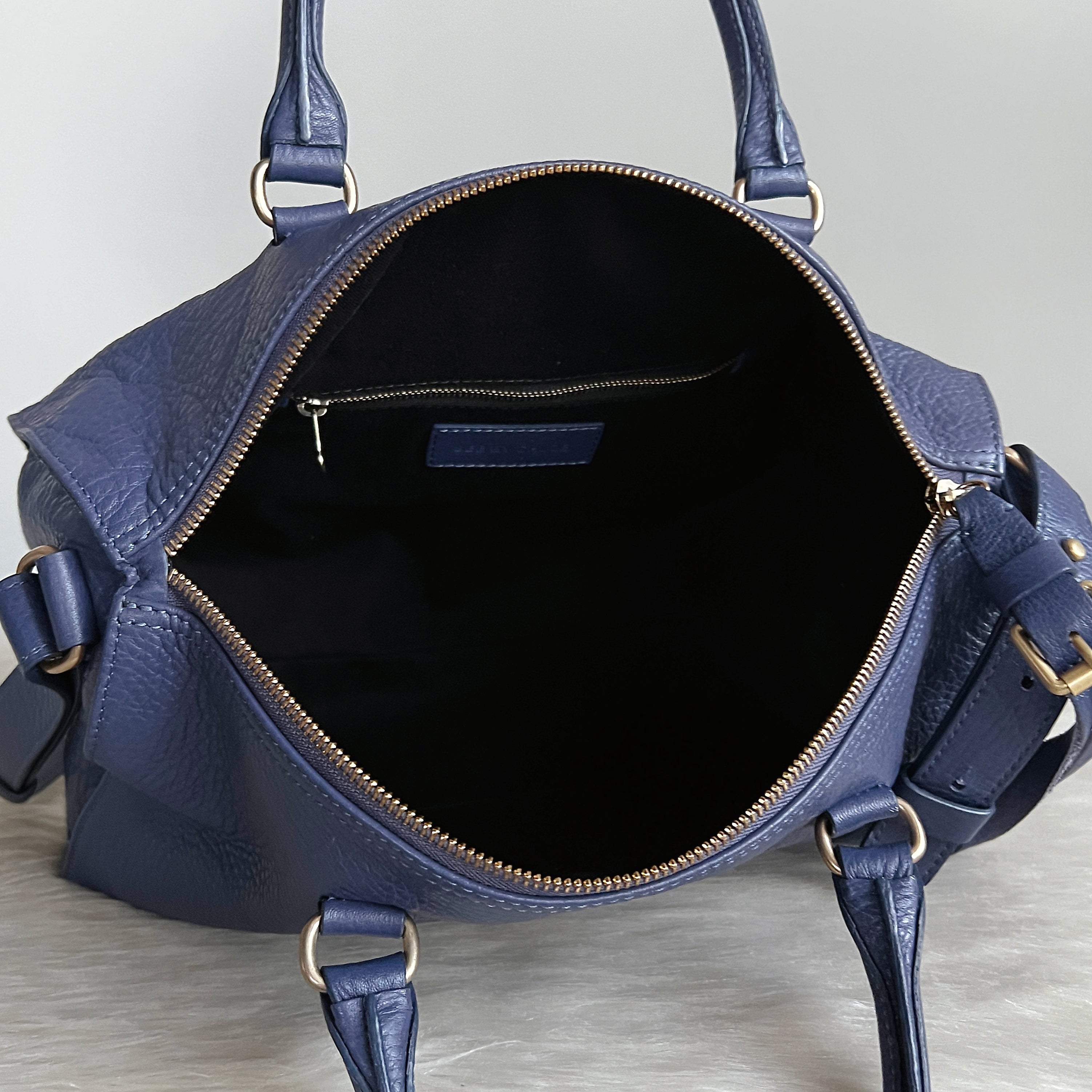 See by Chloe Smoky Blue Leather Tassel Detail Boston 2 Way Shoulder Bag Excellent