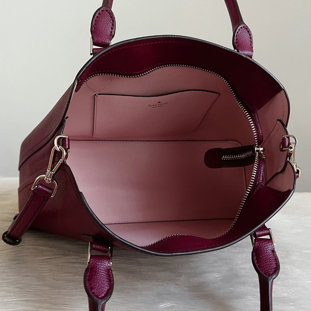 Kate Spade Maroon Leather Front Logo Career 2 Way Shoulder Bag Like New