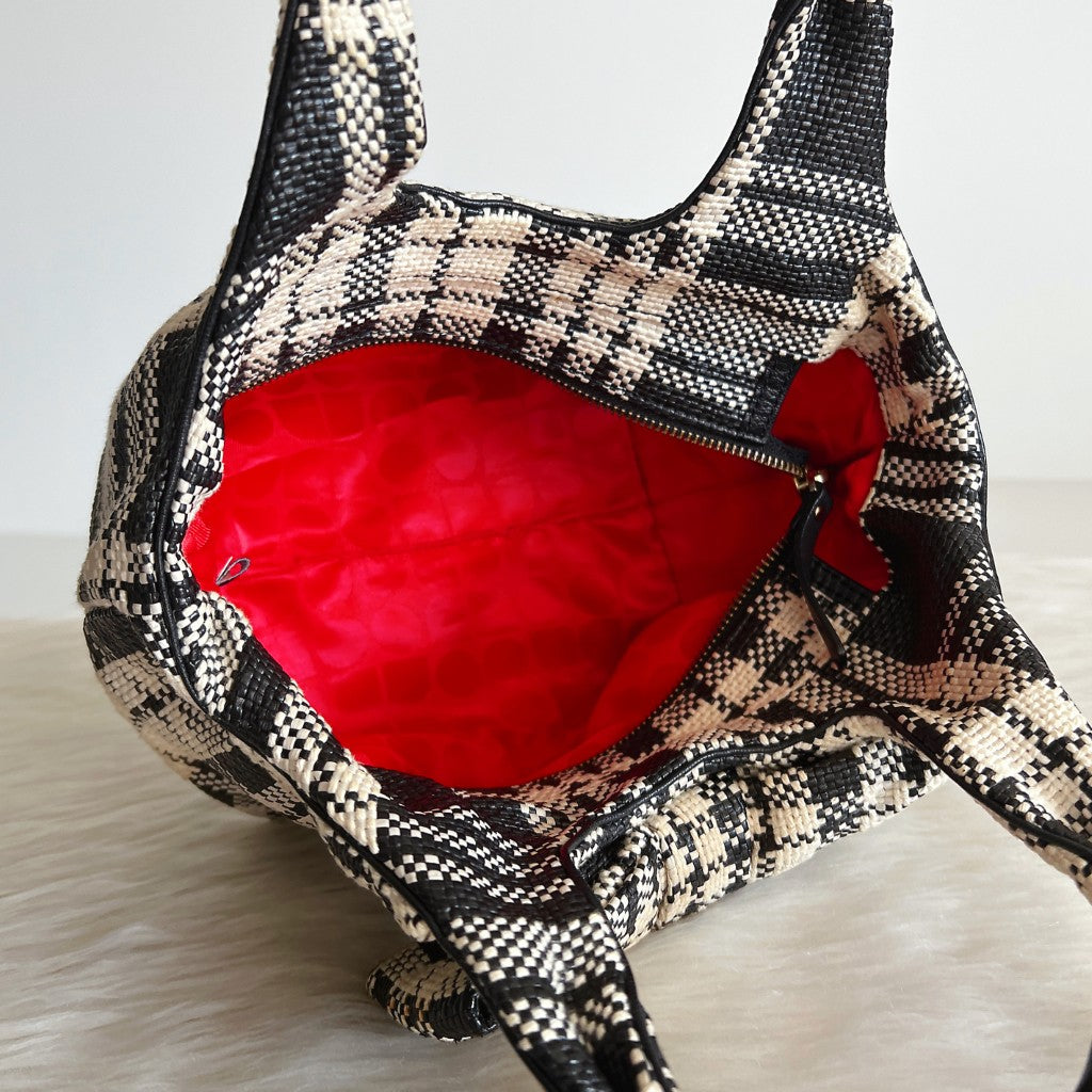 Kate Spade Check Pattern Front Bow Holiday Small Tote Bag Like New