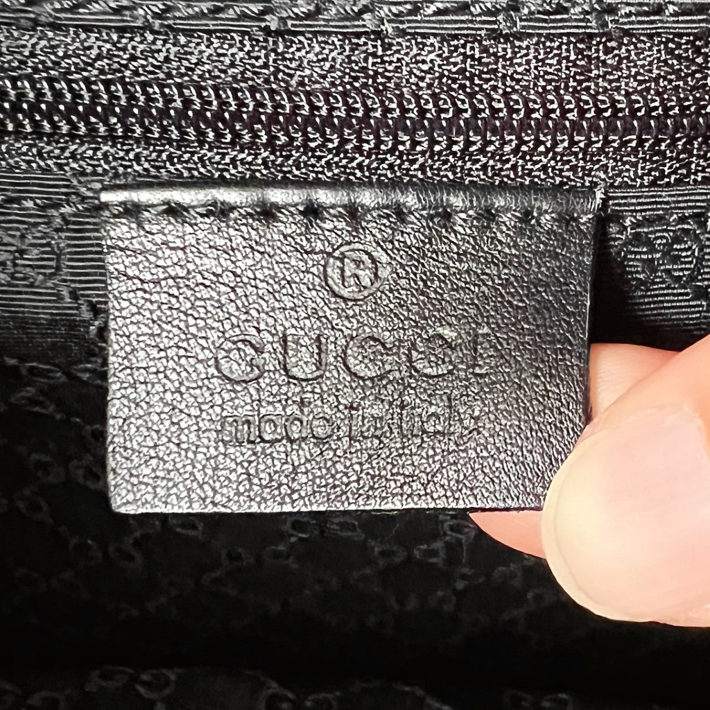 Gucci Classic Black Leather Bamboo Slouchy 2 Way Shoulder Bag Excellent