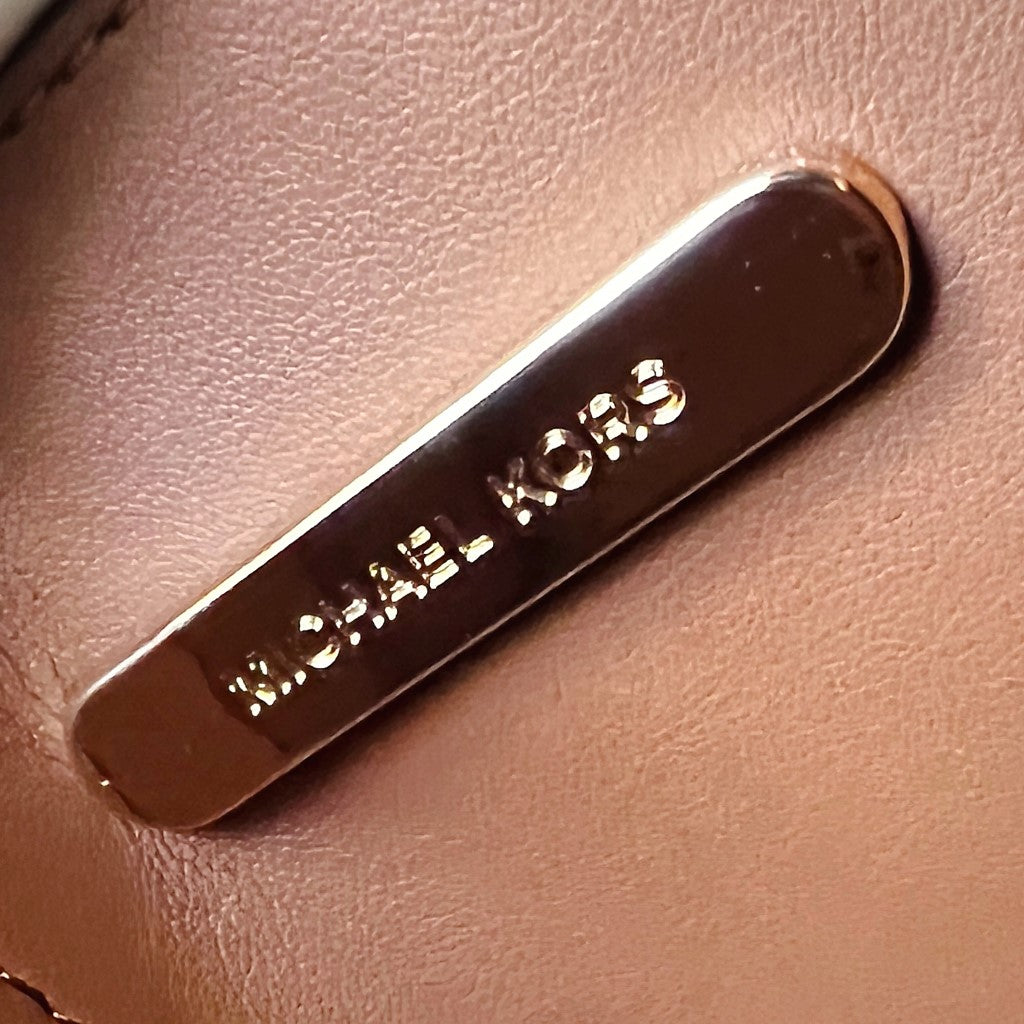 Michael Kors Caramel Leather Monogram MK Charm 2 Way Shoulder Bag New with Tags