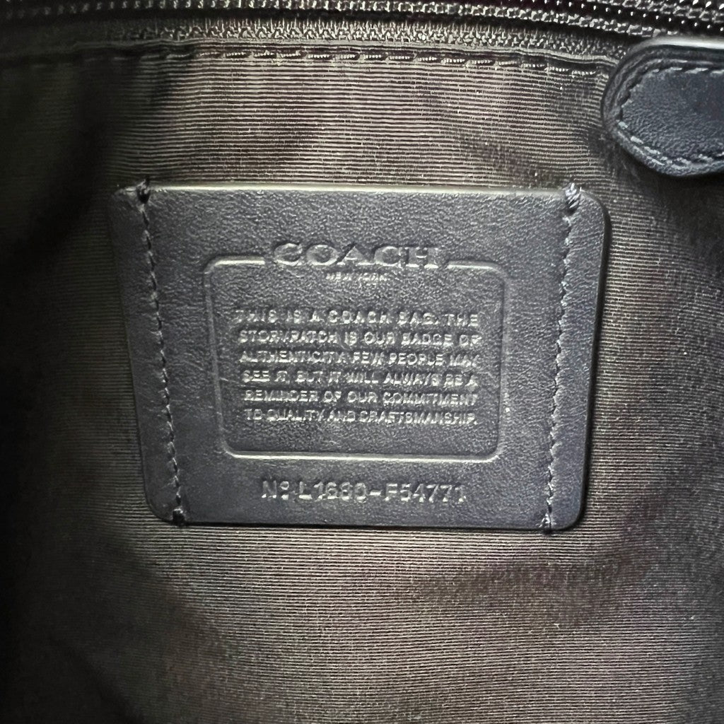Coach Navy Leather Monogram Messenger Unisex Shoulder Bag Excellent