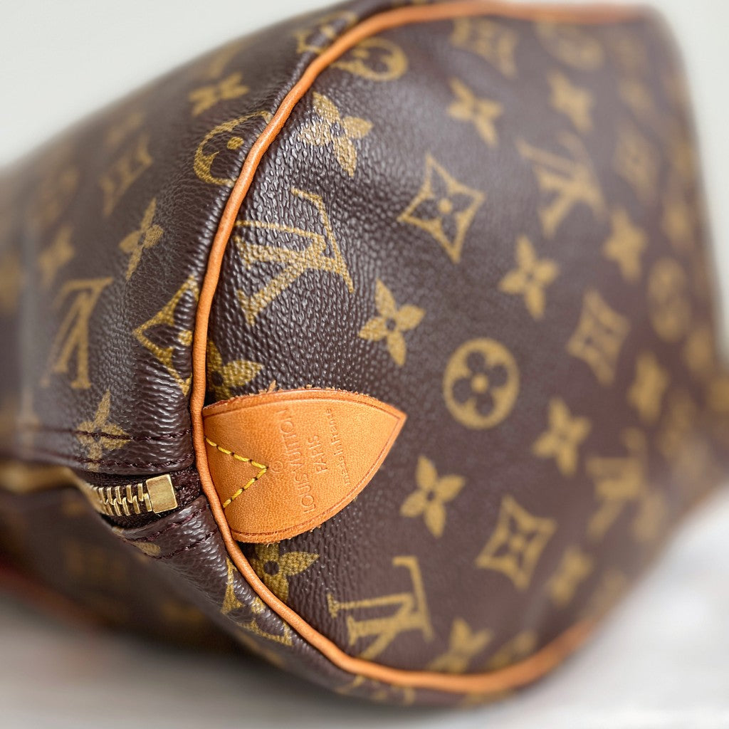 Louis Vuitton Signature Monogram Speedy 40 Large Tote Bag + Lock & Keys Excellent