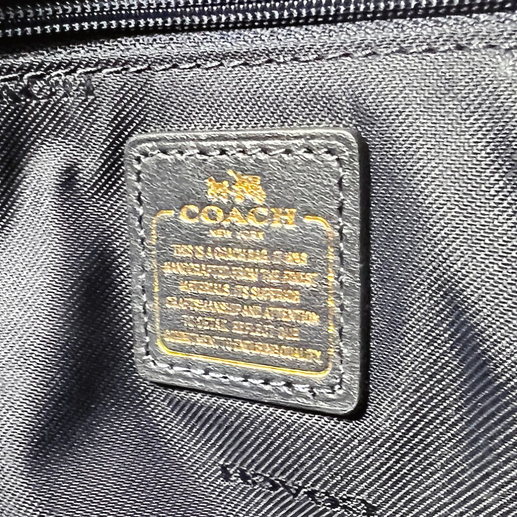 Coach Navy Leather Double Turn Lock Detail 2 Way Shoulder Bag Excellent