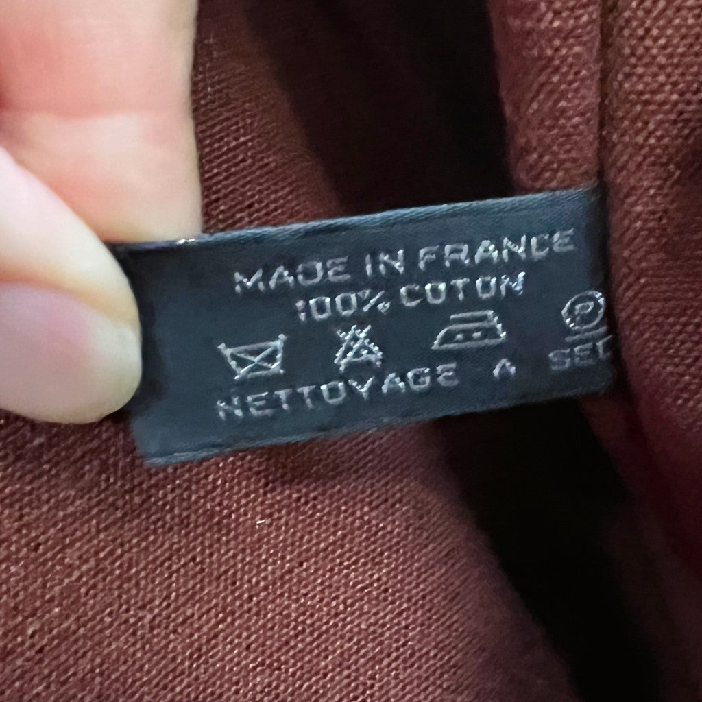 Hermes Brown Signature Stripe Detail Canvas Tote Bag Excellent