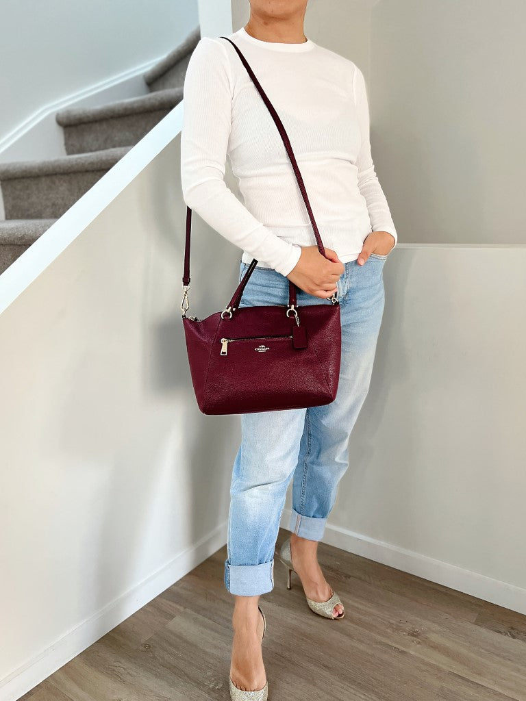 Coach Bordeaux Leather Front Detail 2 Way Shoulder Bag Like New