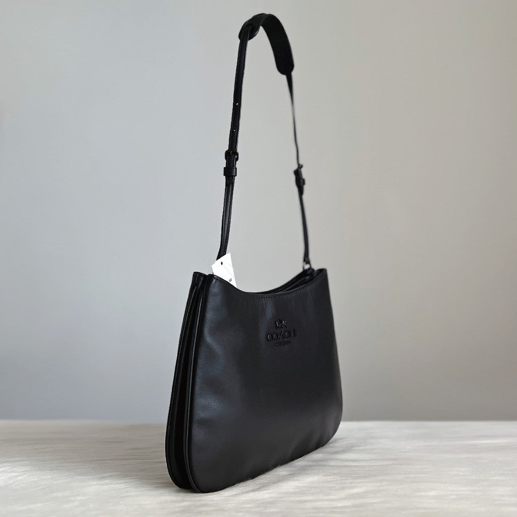Coach Black Leather Double Compartment Shoulder Bag New with Tags