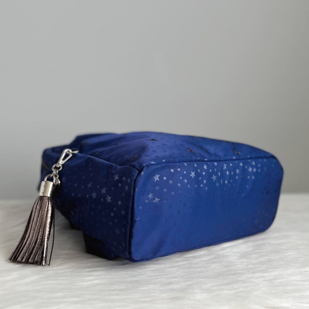 Anna Sui Navy Star Pattern Tassel Cham Backpack Like New