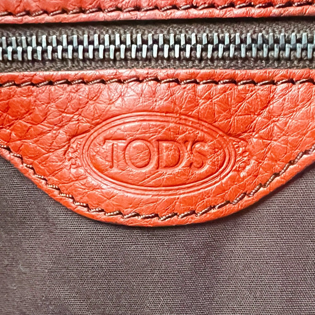 Tod's Two Tone Leather Classic Front Logo Shoulder Bag Excellent
