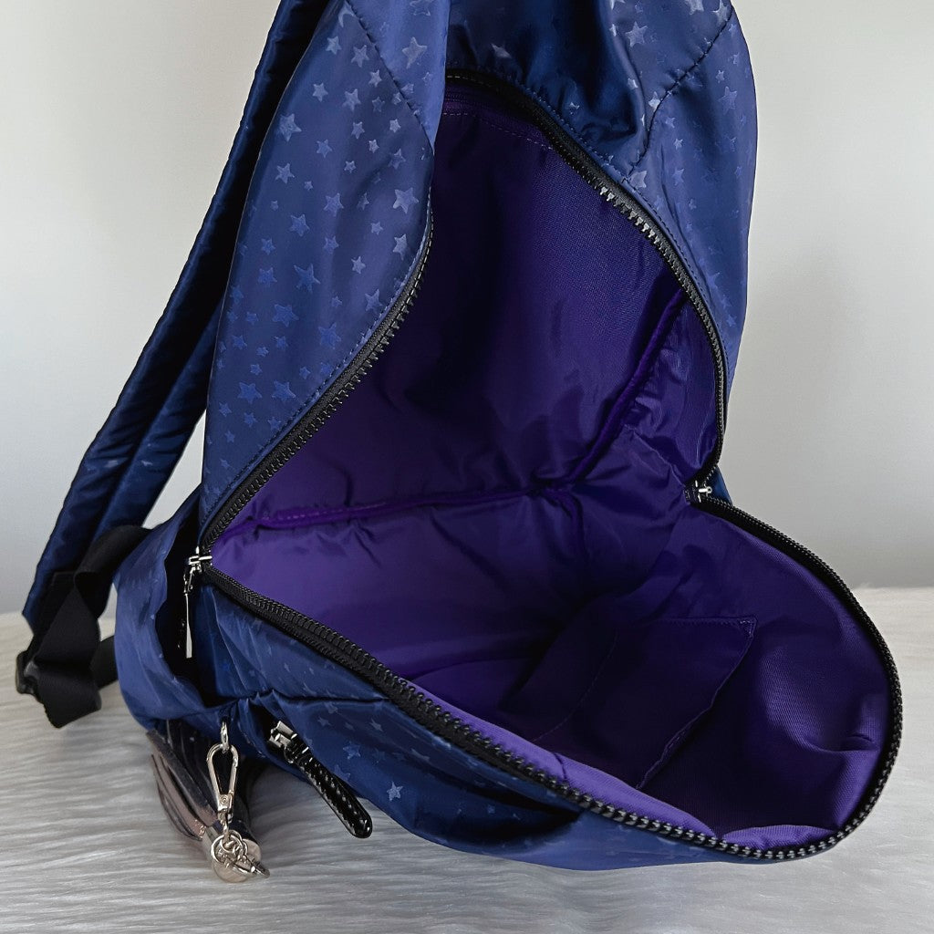 Anna Sui Navy Star Pattern Tassel Cham Backpack Like New