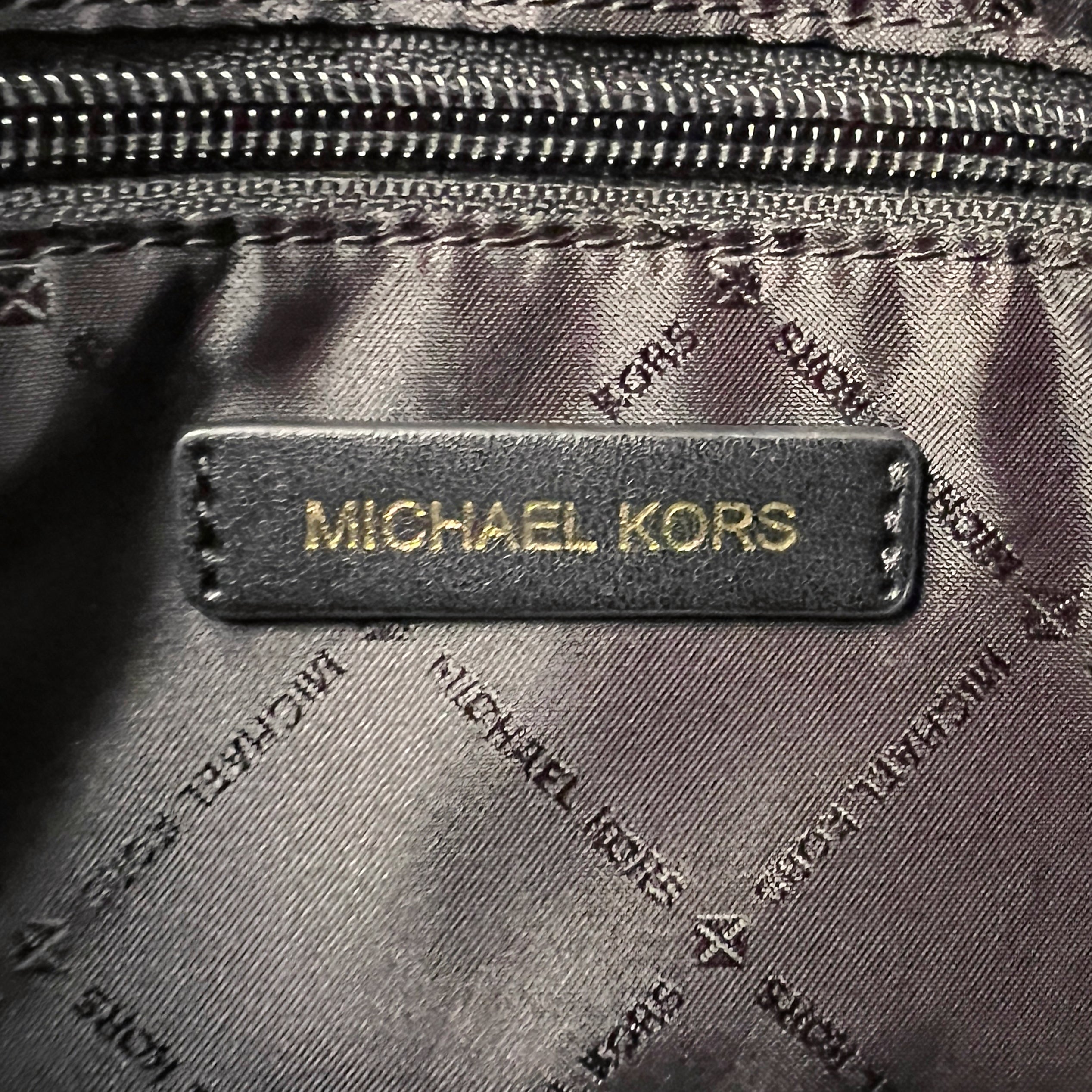 Michael Kors Black Leather Front Logo Triple Compartment 2 Way Shoulder Bag Like New