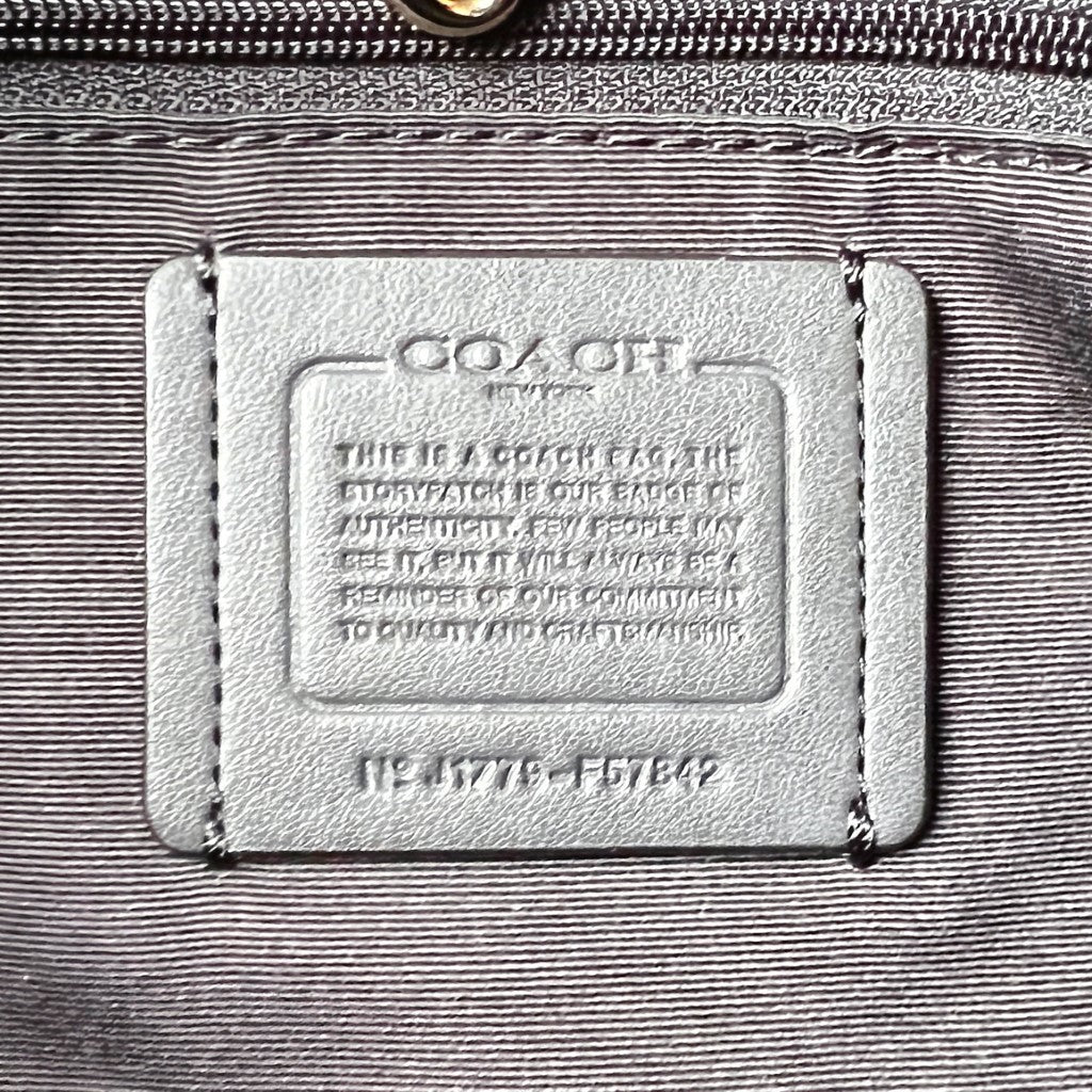Coach Black Leather Monogram Triple Compartment Shoulder Bag Like New