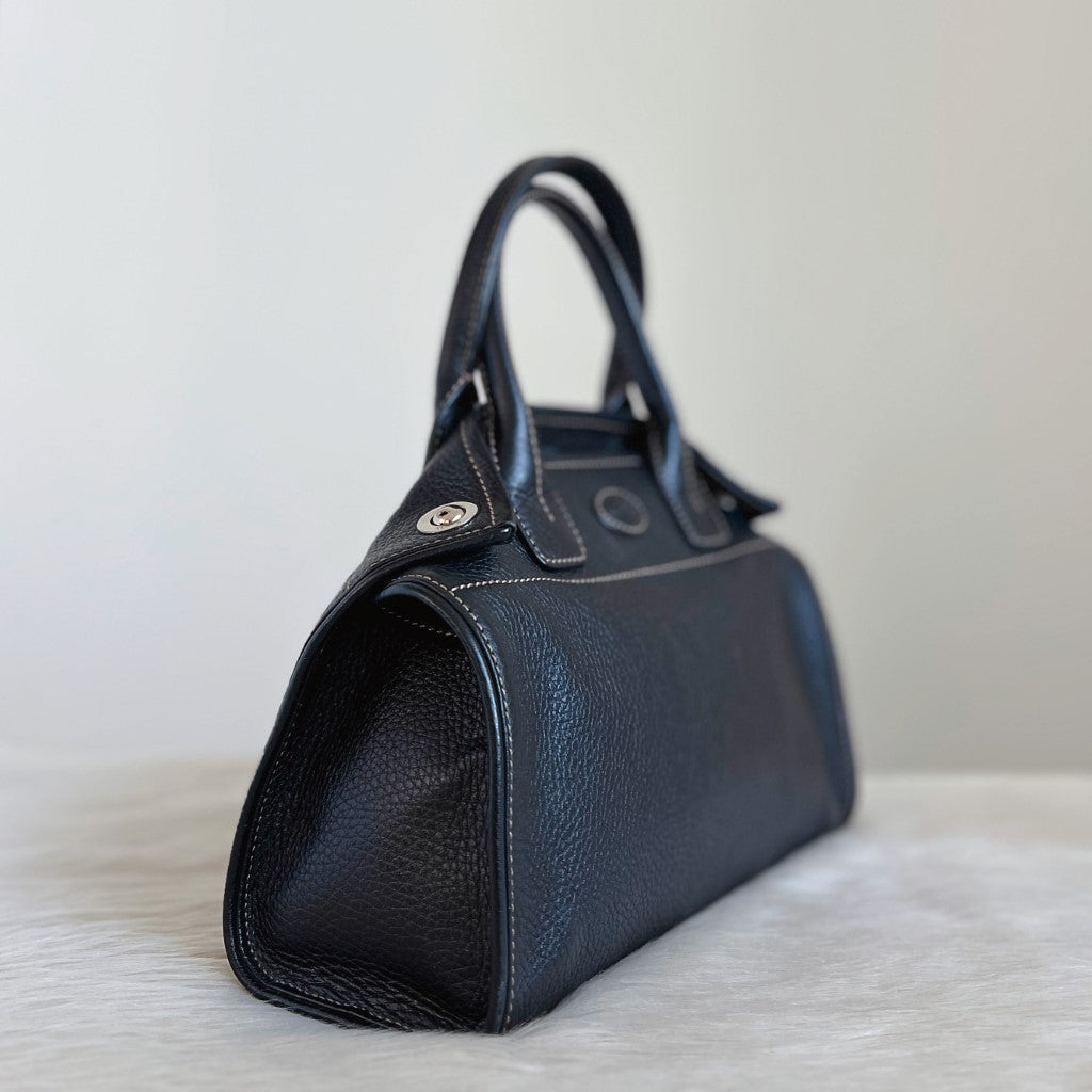 Tod's Black Leather Fold Detail 2 Way Bag Excellent