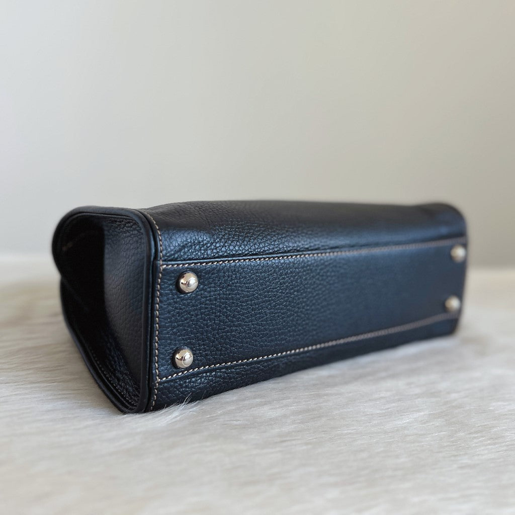 Tod's Black Leather Fold Detail 2 Way Bag Excellent