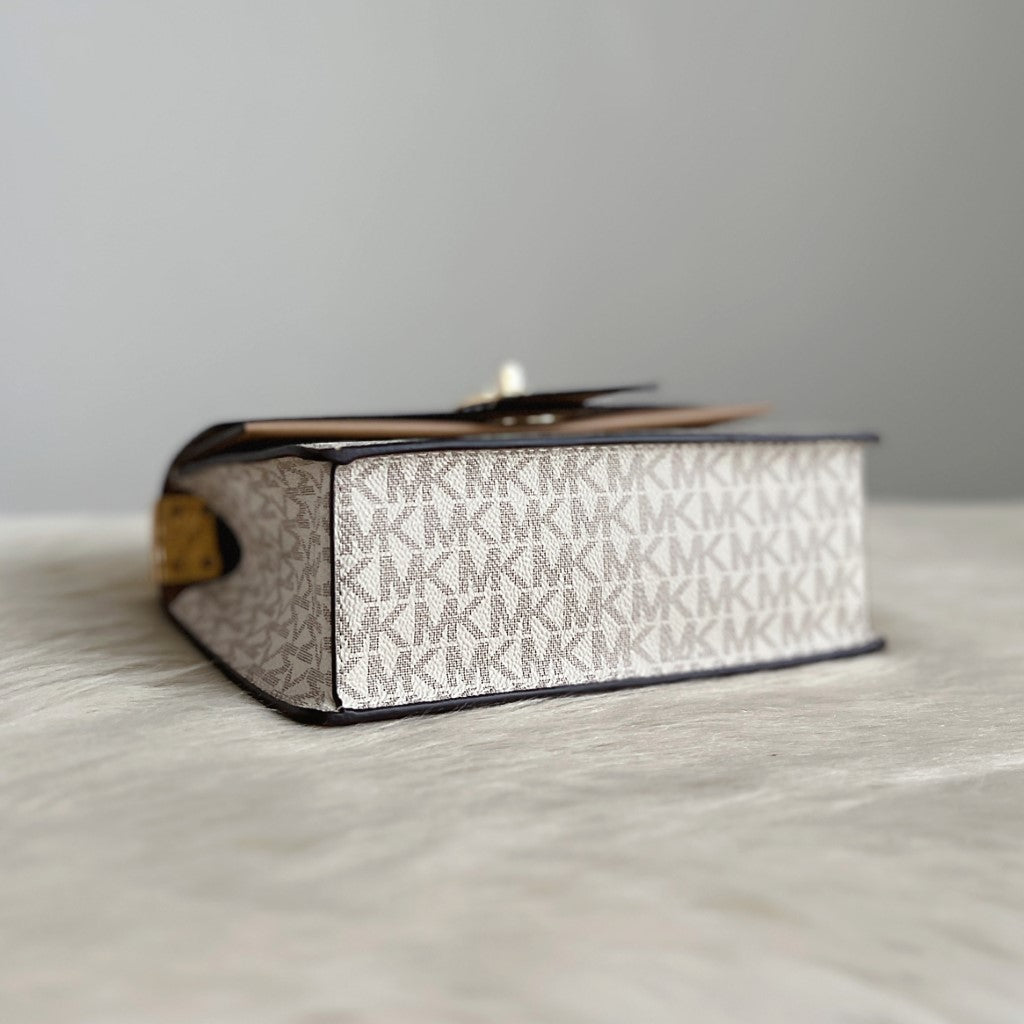 Michael Kors Two Tone Leather Monogram Patchwork 3 Way Shoulder Bag Like New