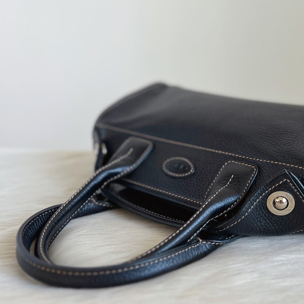 Tod's Black Leather Fold Detail 2 Way Bag Excellent