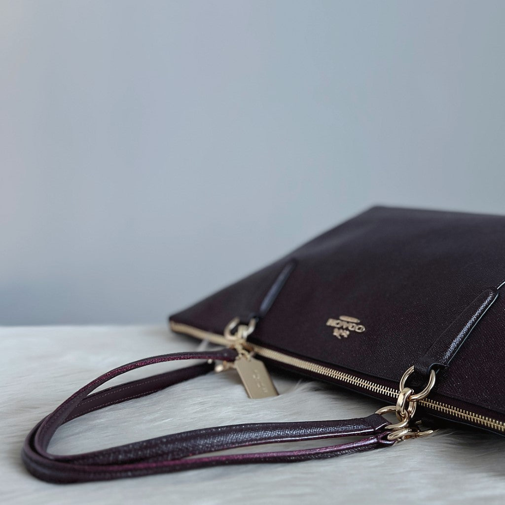Coach Metallic Brown Leather Chain Detail Career Shoulder Bag Like New