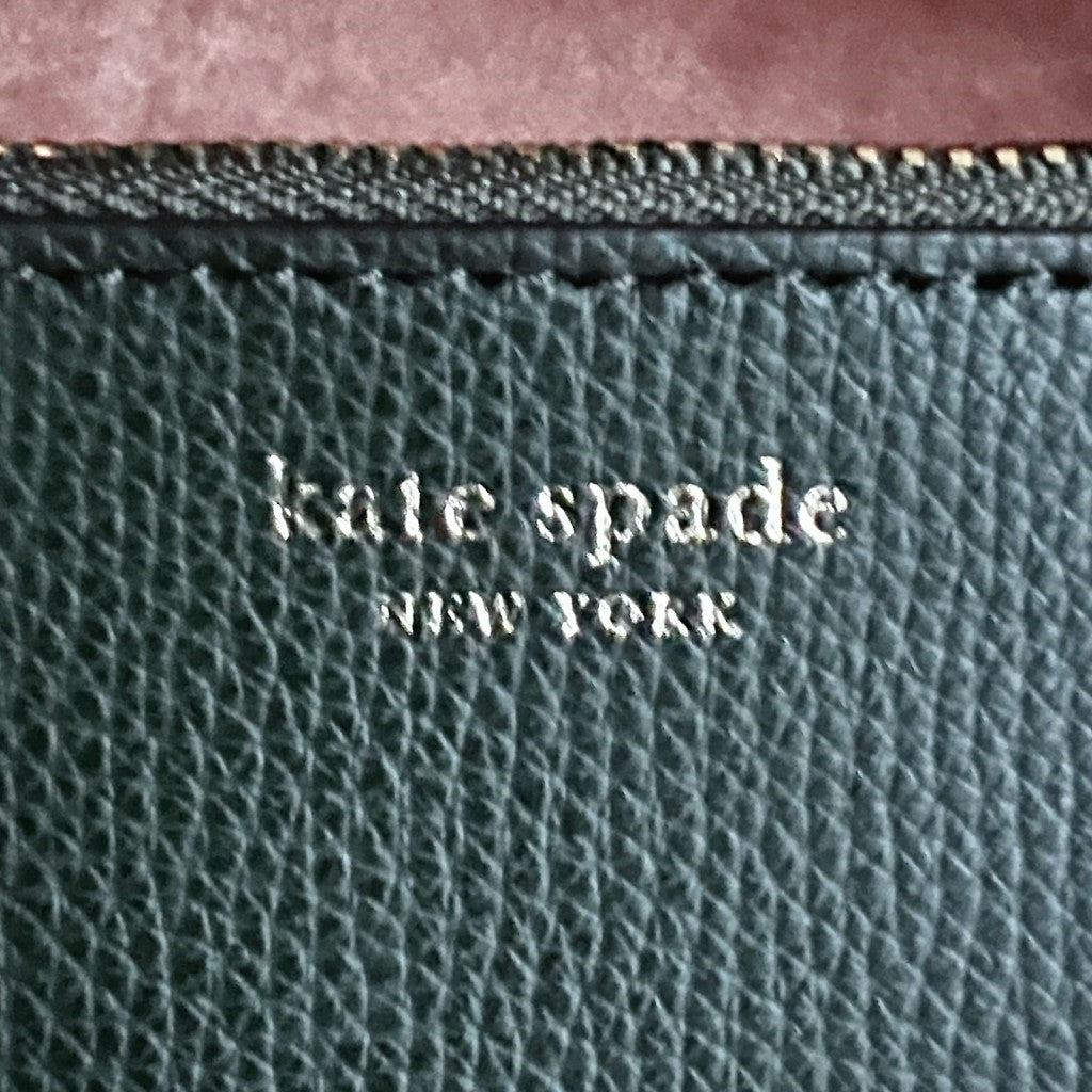 Kate Spade Dark Green Leather Large Shoulder Bag + Pouch Like New