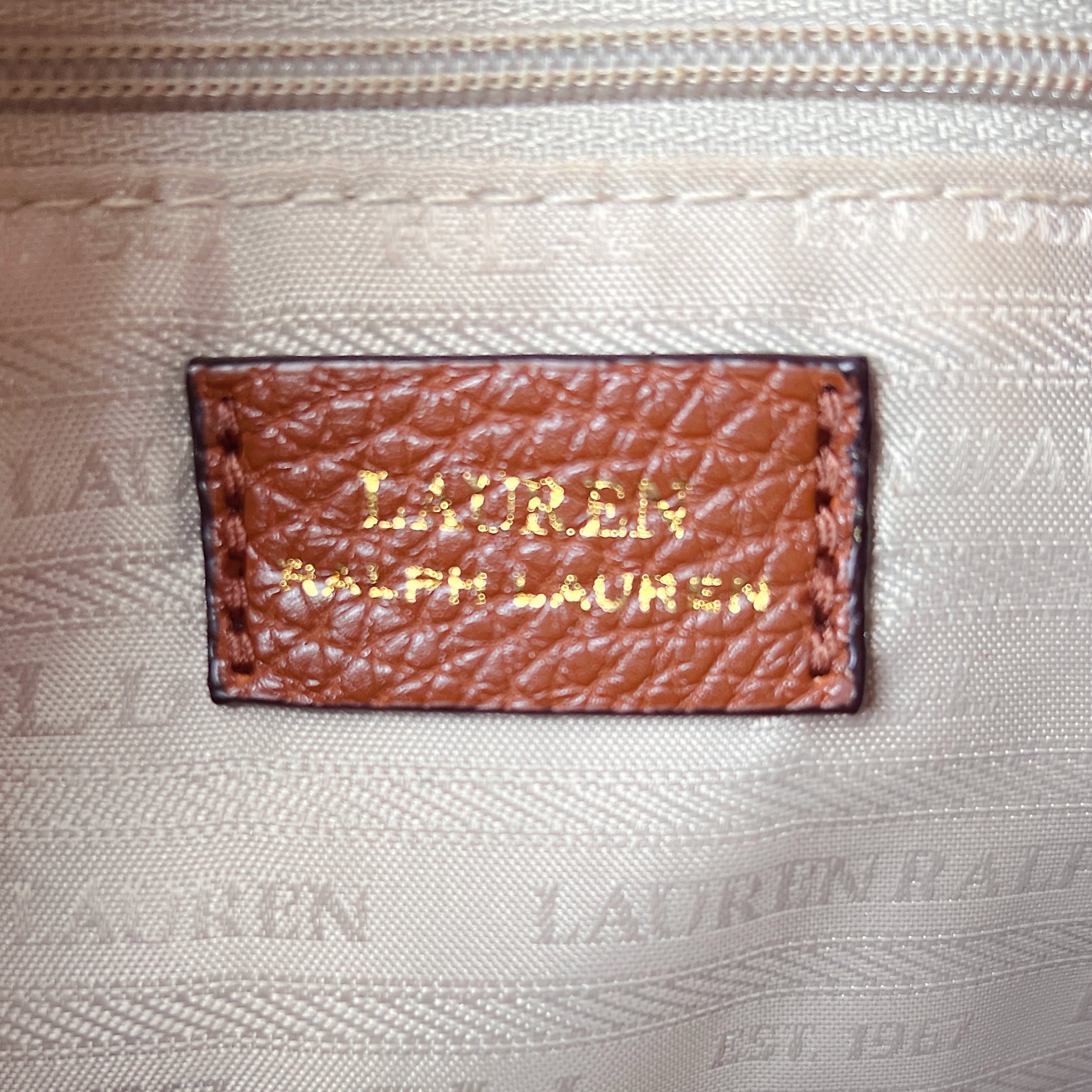 Ralph Lauren Caramel Leather Front Logo Crossbody Shoulder Bag