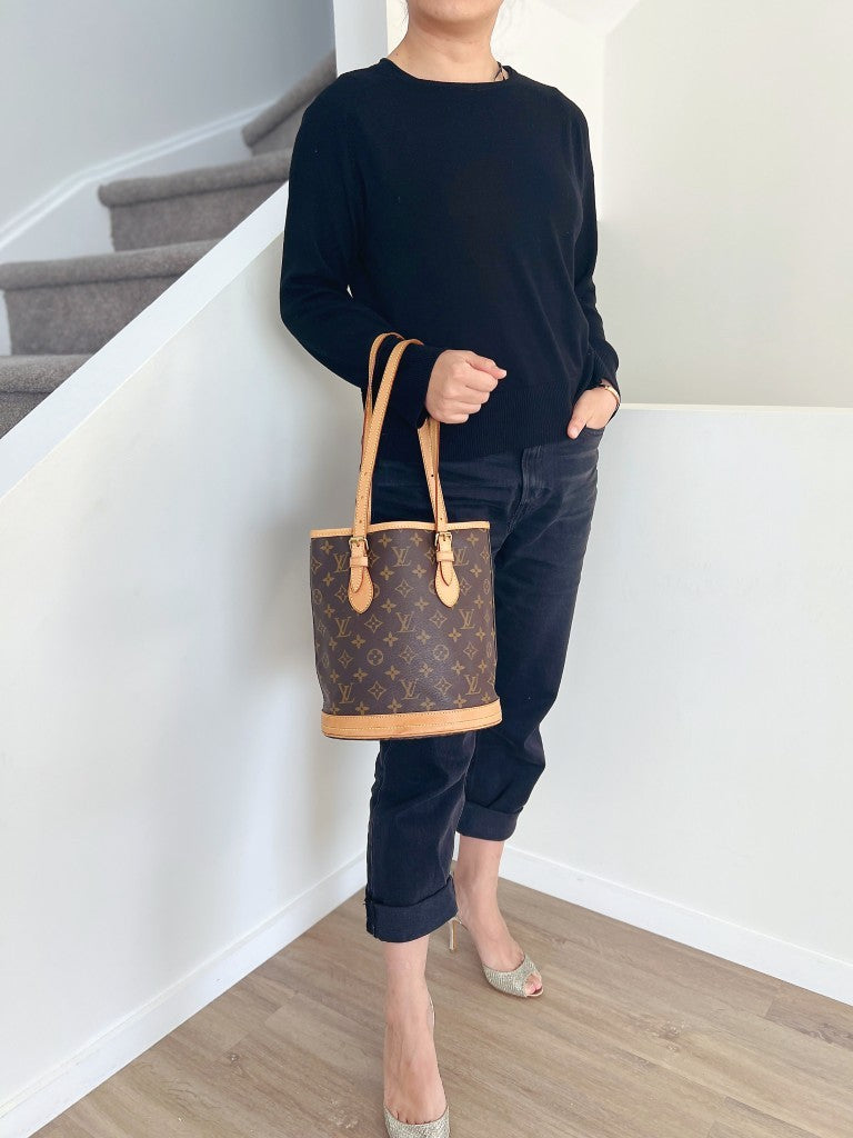 Louis Vuitton Signature Monogram Bucket PM Shoulder Bag