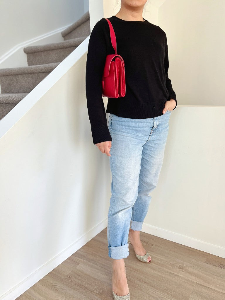 Furla Red Leather Front Logo Buckle Shoulder Bag Like New
